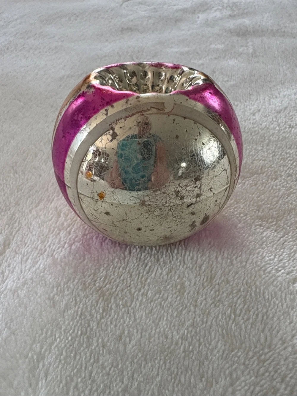 Shiny Brite double indent reflector stripe ornament